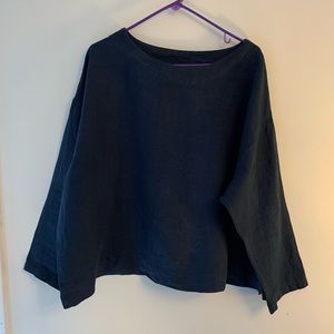 Bryn Walker Navy L Oversized Linen Blouse New